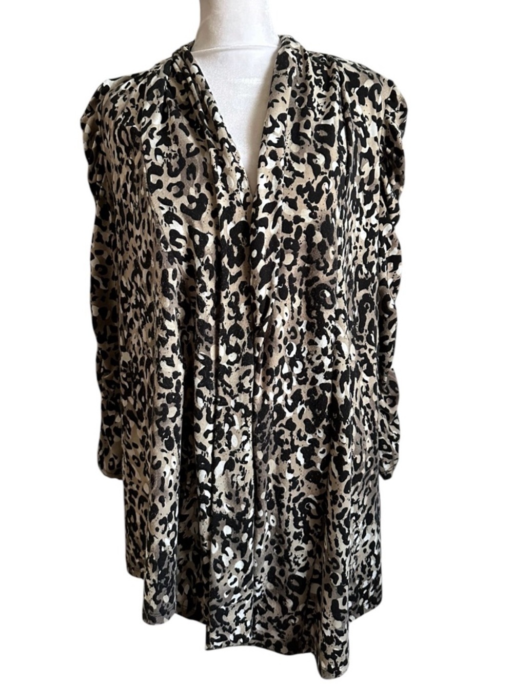 Notations Leopard Print Tunic Top - Black & Beige size S